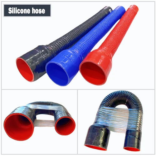 Imagen 1 del producto Tubo de radiador de coche para entrada de aire, manguera de silicona reductora de diámetro Variable Flexible negra, alta presión y alta temperatura