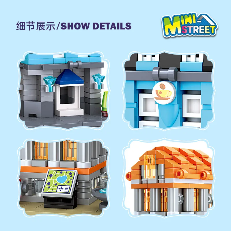 建築街並みビルディングブロック組み立てDIYシミュレーションコーヒーショップモデル男の子と女の子のおもちゃギフト