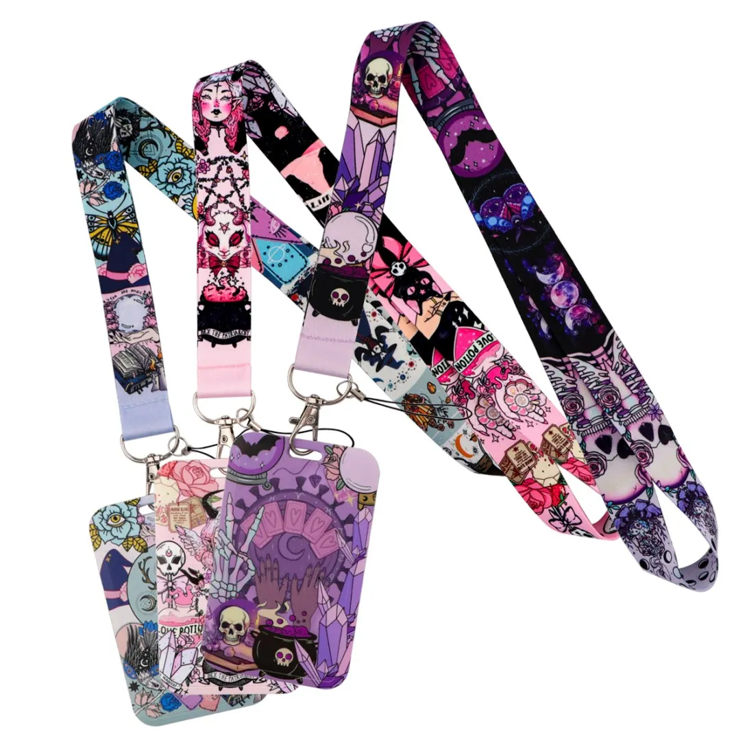 Halloween Anime Witch Neck Strap Lanyard For Key Keychain Badge Holder Movie Character ID Credit CardHang Rope Accessories Gifts