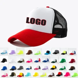 Custom Hat with Logo Printing Polyester Mesh Trucker Hat Adjustable Dad DIY Logo Baseball Cap for Men Women