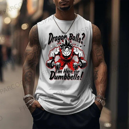 Dragon Ball Gym Humor Canotta da uomo Manubri Allenamento Anime Grafica Camicia senza maniche Fitness Commedia Design Gilet muscolare Allenamento