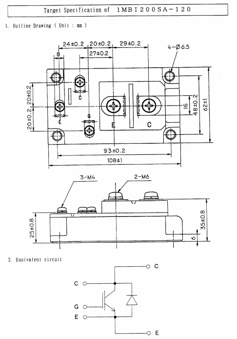 1MBI200SA-120B Single IGBT Module 200A/1200V 1MBI200SA-120B-52