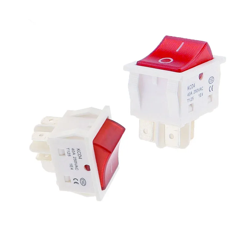 KCD4 AC 40A 250V Rocker Switch 25x31mm ON-OFF 2 Position 4 Pins With Light Power Switch