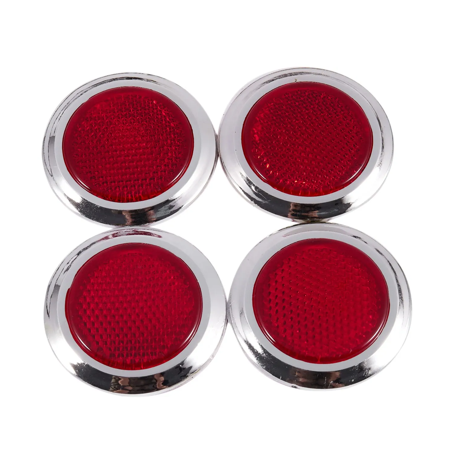 4 Pcs Auto Car Plastic Round Reflective Reflector Sticker Red