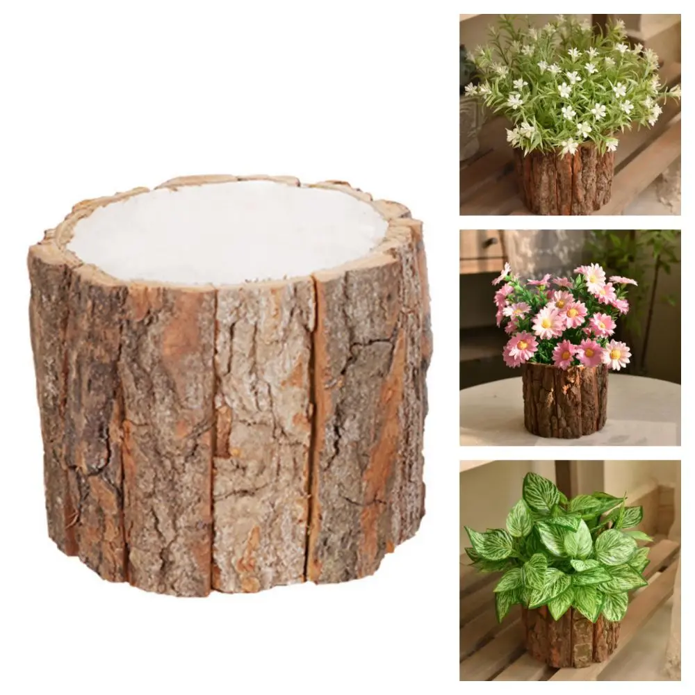 Creative Wooden Succulent Flowerpot Desktop Storage DIY Pen Container Flower Arrangement Gardening Plant Holder