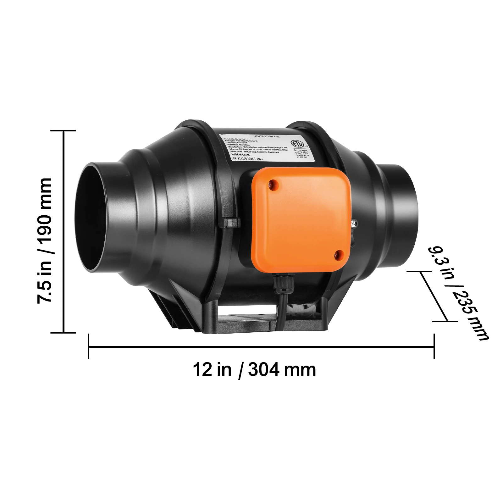 SucceBuy Inline kanaalventilator met variabele snelheidsregelaar Stille AC-motorventilatie Afzuigventilator voor thuiskoeling Boostertoilet