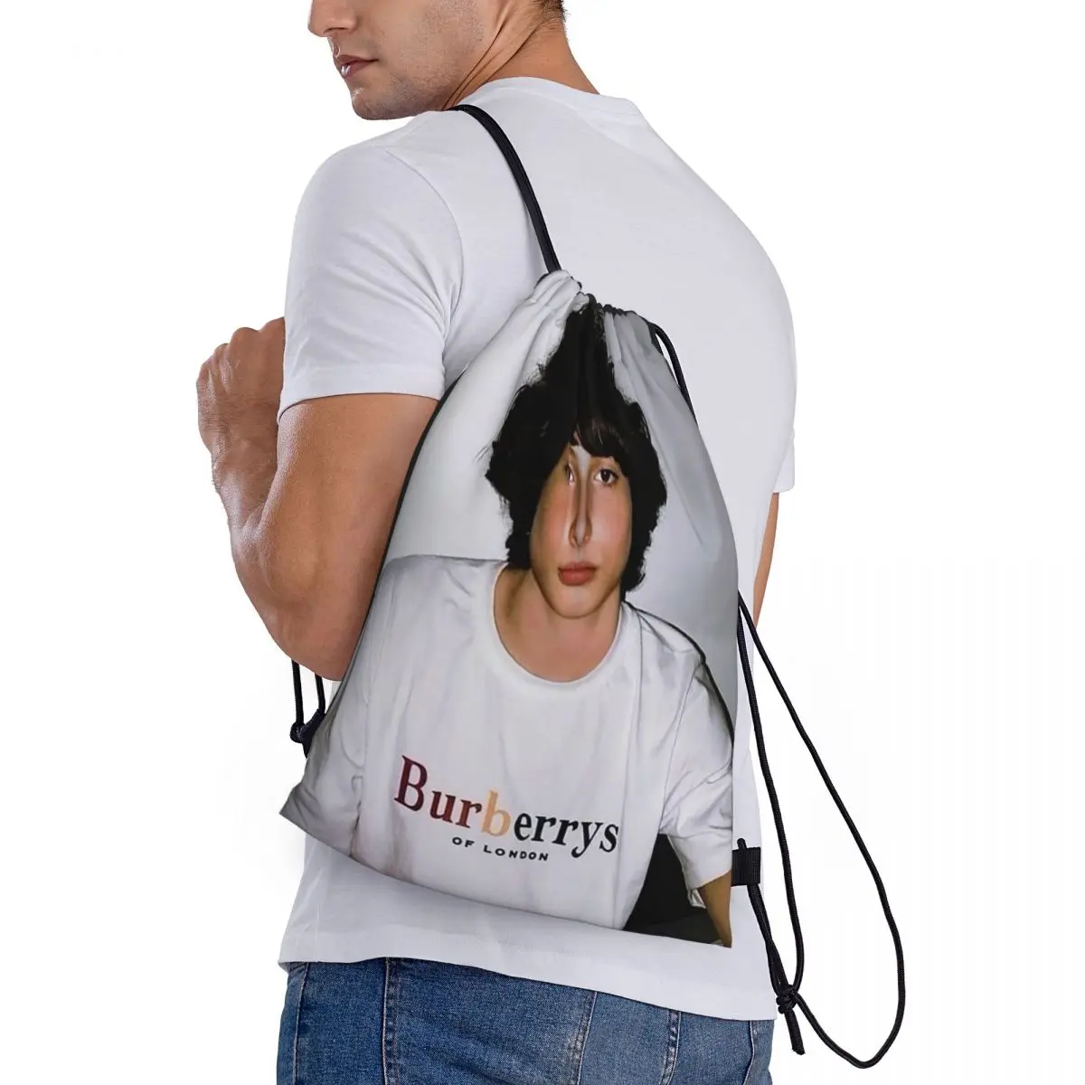 

Finn Wolfhard Backpacks Portable Drawstring Bundle Pocket Sports Bag Book Bags for Man Woman Students