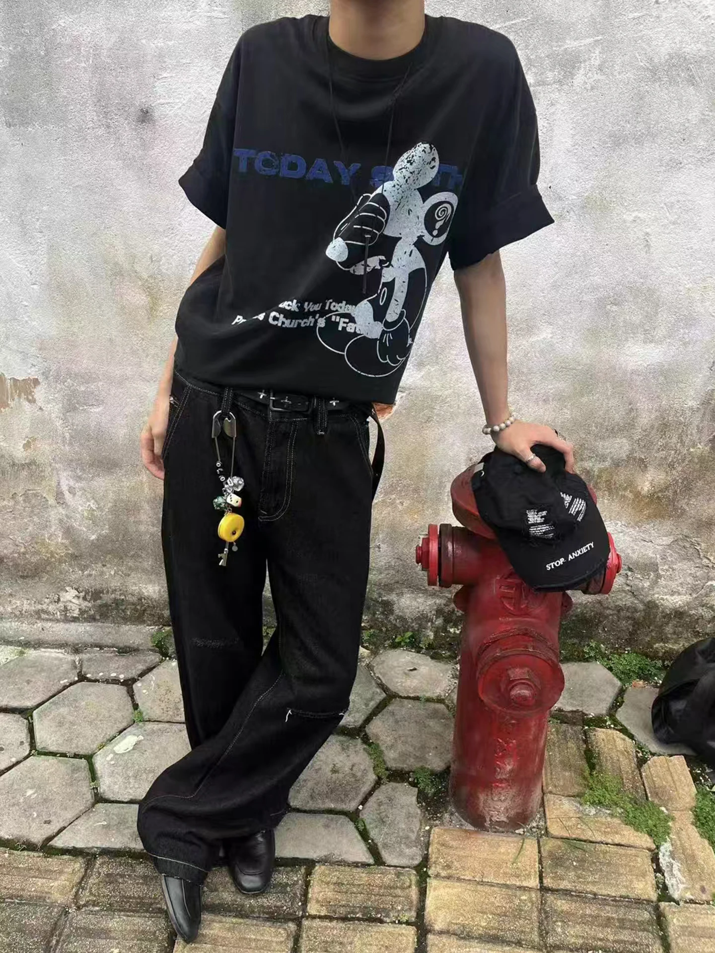 Loose Fit Embroidered Denim Jeans Straight Leg Basic Design Casual Style mid Waist Zipper Closure Spring Season Youth Jeans