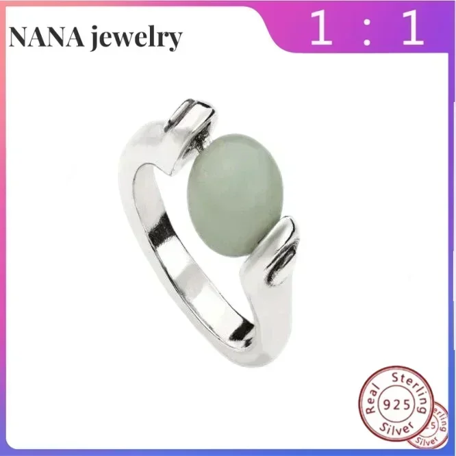 Anillo de perla verde claro redondo único para mujer, joyería de alta calidad, regalo del Día de San Valentín, 2024 Original, nu