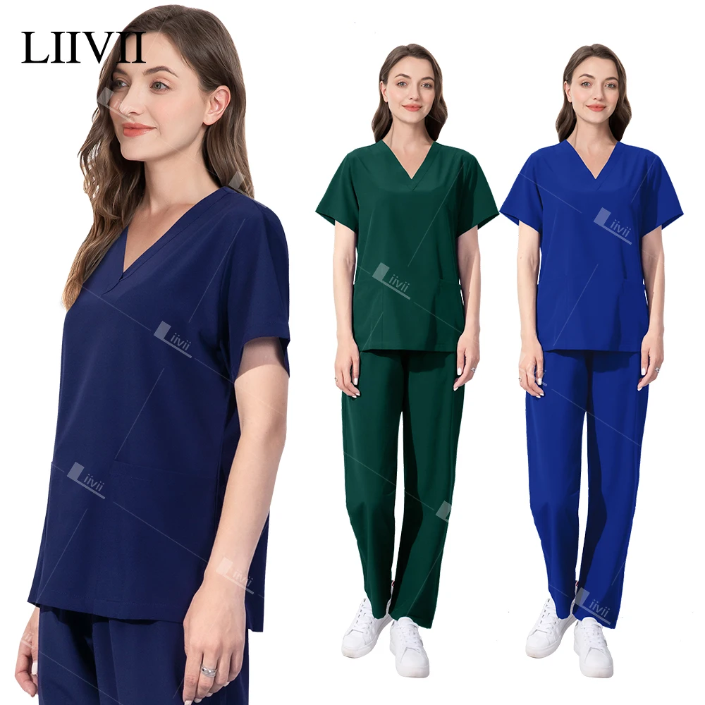 

Pet Grooming Doctor Uniforms Non-sticky Hair Nurse Clinical Uniforms Women Men Elastic Fabric Workwear Medical Clothes Scrub Set