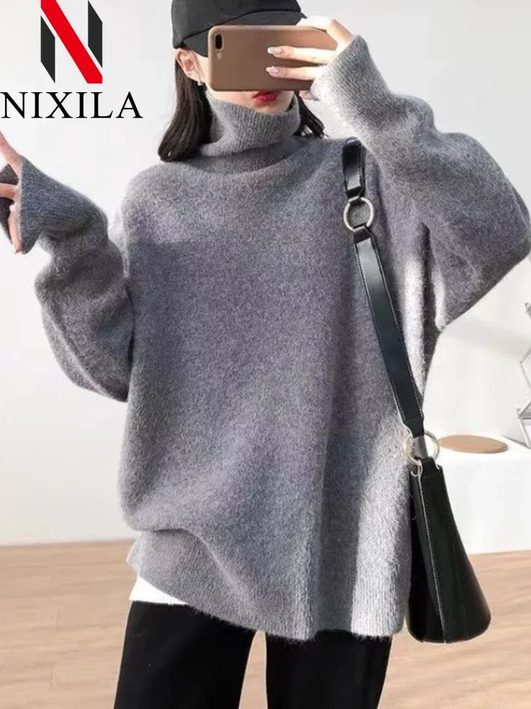 Neu im Herbst Winter Kint Damenpullover Rollkragen Langarm Tops Basic Casual Loose Jumper Outwear Pullover für Damen