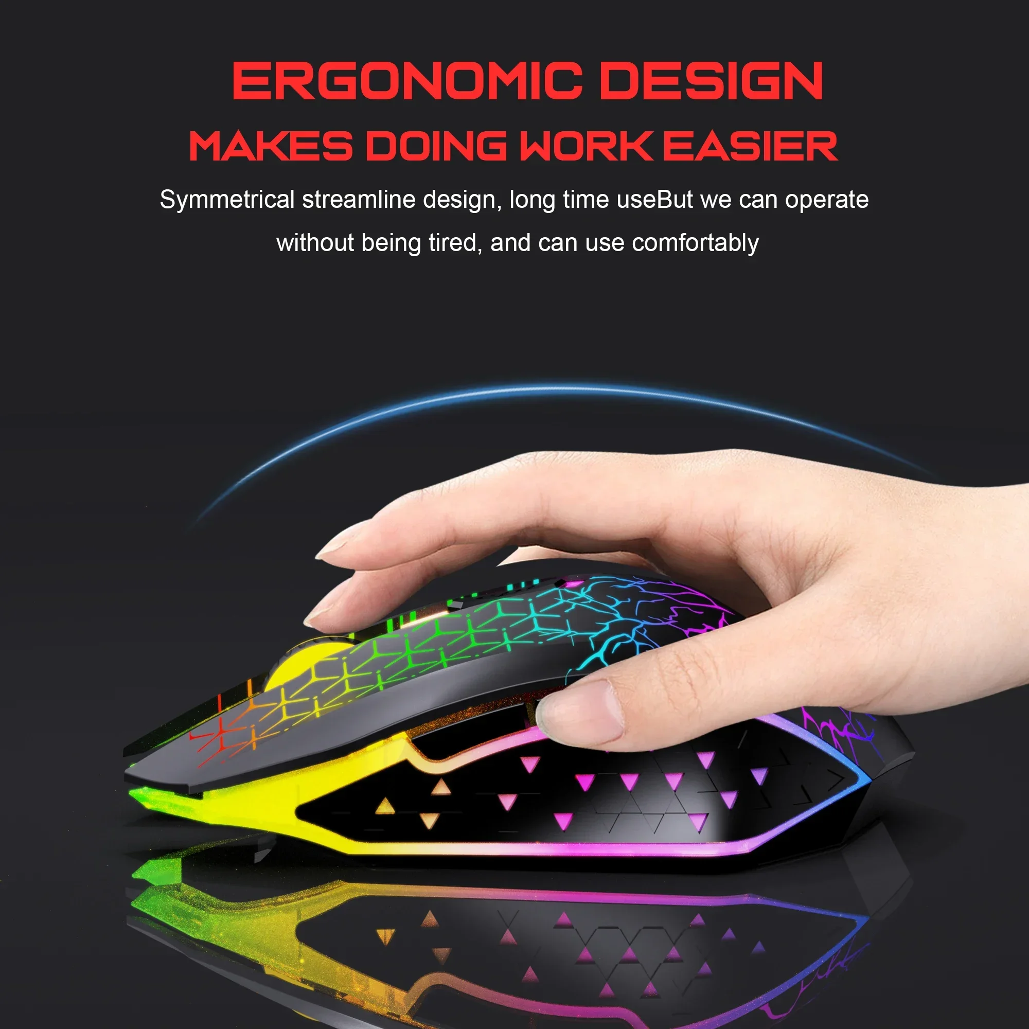 

YP 2024T34 6D Dual Wireless Mouse 1600DPI RGB Backlit Mute Button Ergonomic 500mAh New Laptop Charging Gaming Mouse