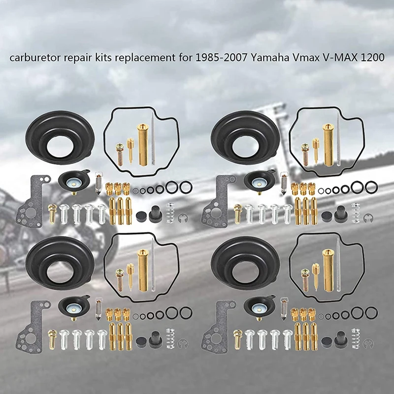 4-Pack Carburetor Repair Kit Diaphragm Air Cut-Off Valves Replacement for 1985-2007 Yamaha Vmax V-MAX 1200