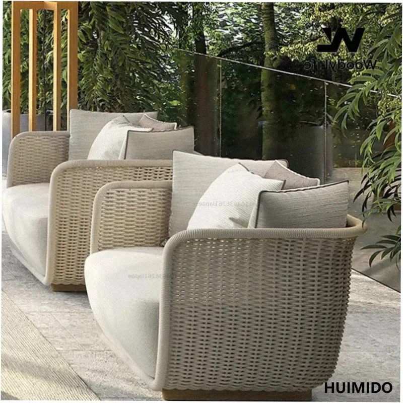 Outdoor Sofa Garden Furniture Sets Waterproof Modern Courtyard Villa Garden Furniture Sets Nordic Rattan Mobilier Home Furniture