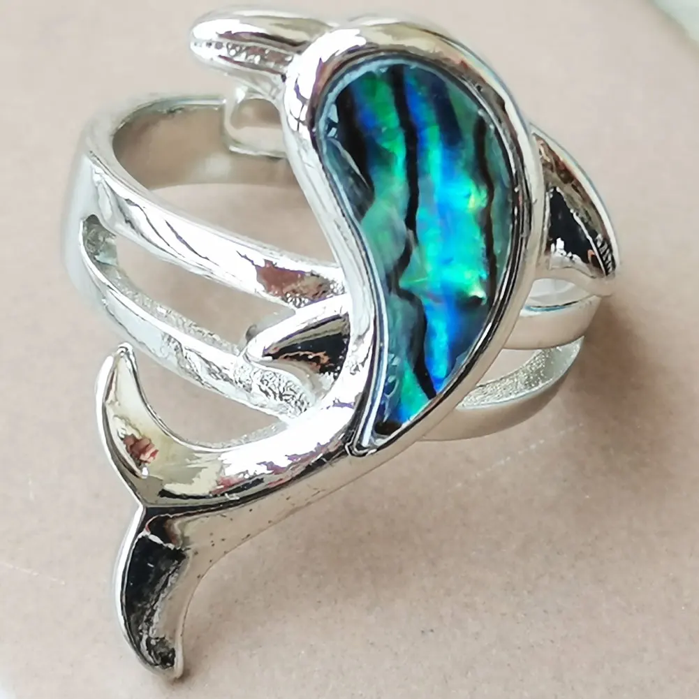 New Zealand Abalone Shell Dragonfly Dolphin  Ring  PWB102