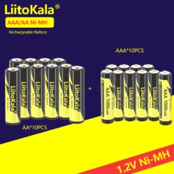 10Pcs LiitoKala AAA 1000mAh/AA 2600mAh 1.2V Ni-MH Rechargeable Battery for Temperature Gun Remote Control Mouse toy with box