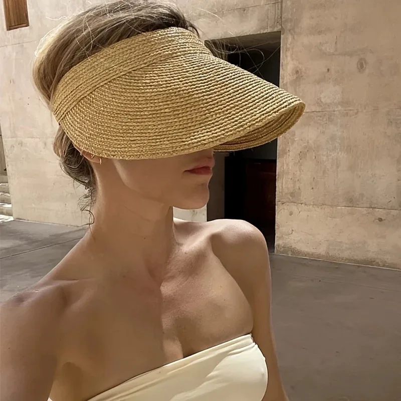 New Spring Outdoor Sunshade Straw Hat Travel Big Brimmed Foldable Women's Hat Beach Cycling Portable Sun Hat