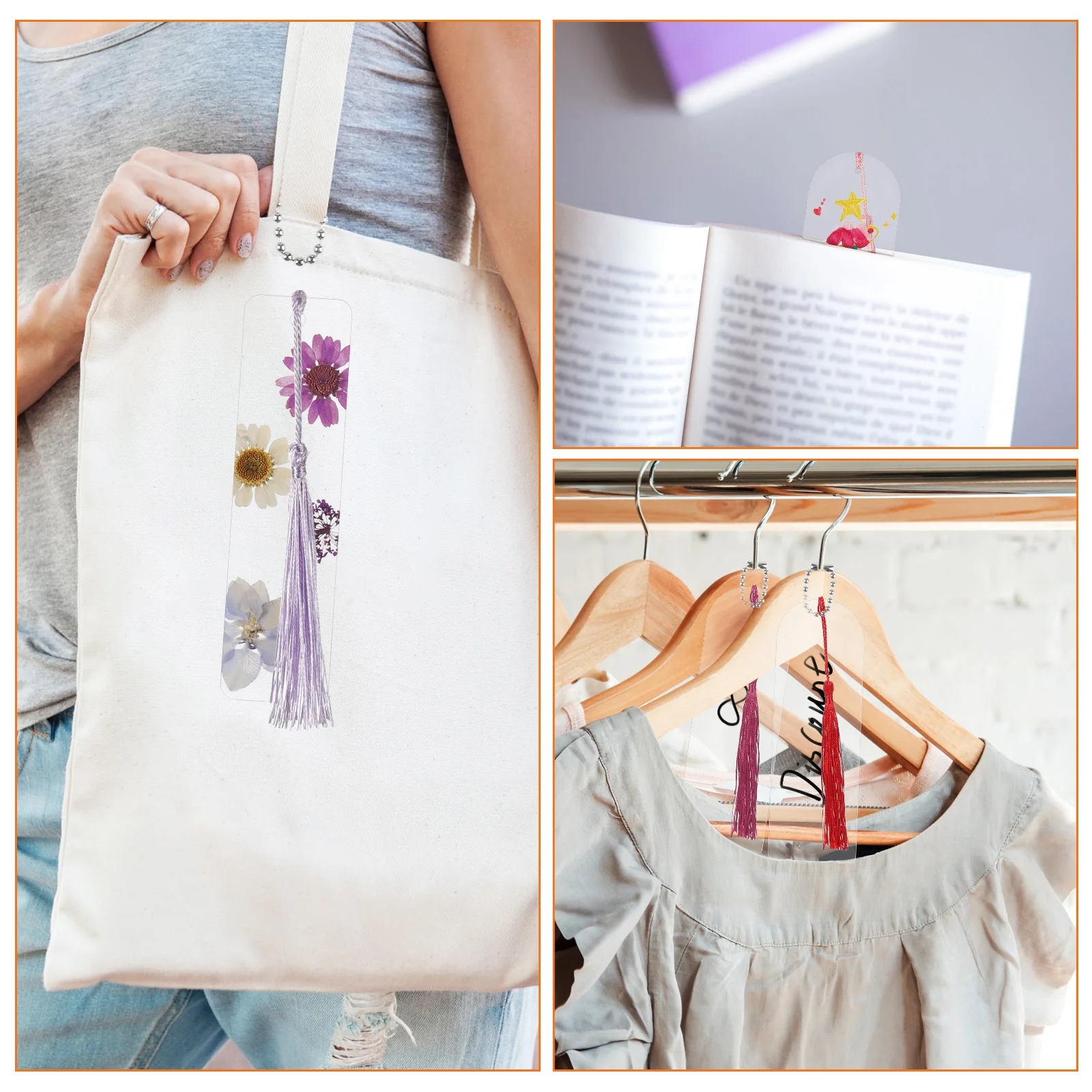 

30Sets Bookmarks Kit Clear Blank DIY Craft Bookmark with Colorful Tassels for Page Markers Adults Graduation Gift Reading