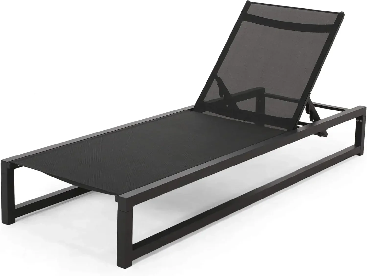 Christopher Knight Home Vivian Outdoor Aluminum Chaise Lounge with Mesh Seating, Black