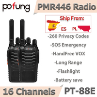 2PCS Pofung PT88E PMR446 Handheld Radio 446.00625-446.19375MHz 1500mAh 16CH VOX Scanner USB charger  baofeng walkie talkie