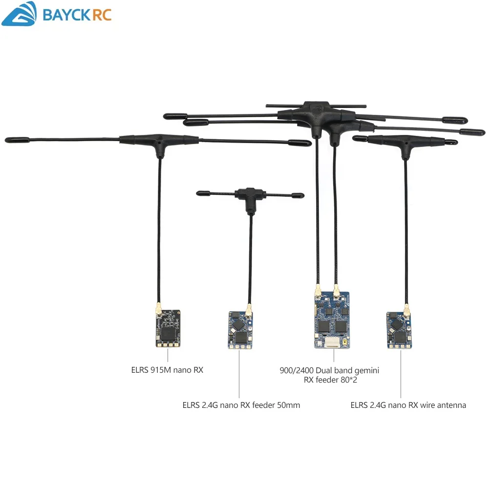 BAYCK ELRS 915MHz / 2.4GHz NANO ExpressLRS Receiver with T type Antenna Support Wifi upgrade for RC FPV Drones Parts