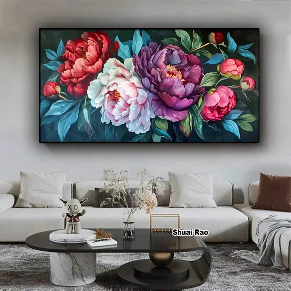 Large Peonies jungle Diamond Painting New 2025 fresh flower Cross Stitch Kits Full Mosaic Diamond Embroidery For Home Decor ﻿ ﻿