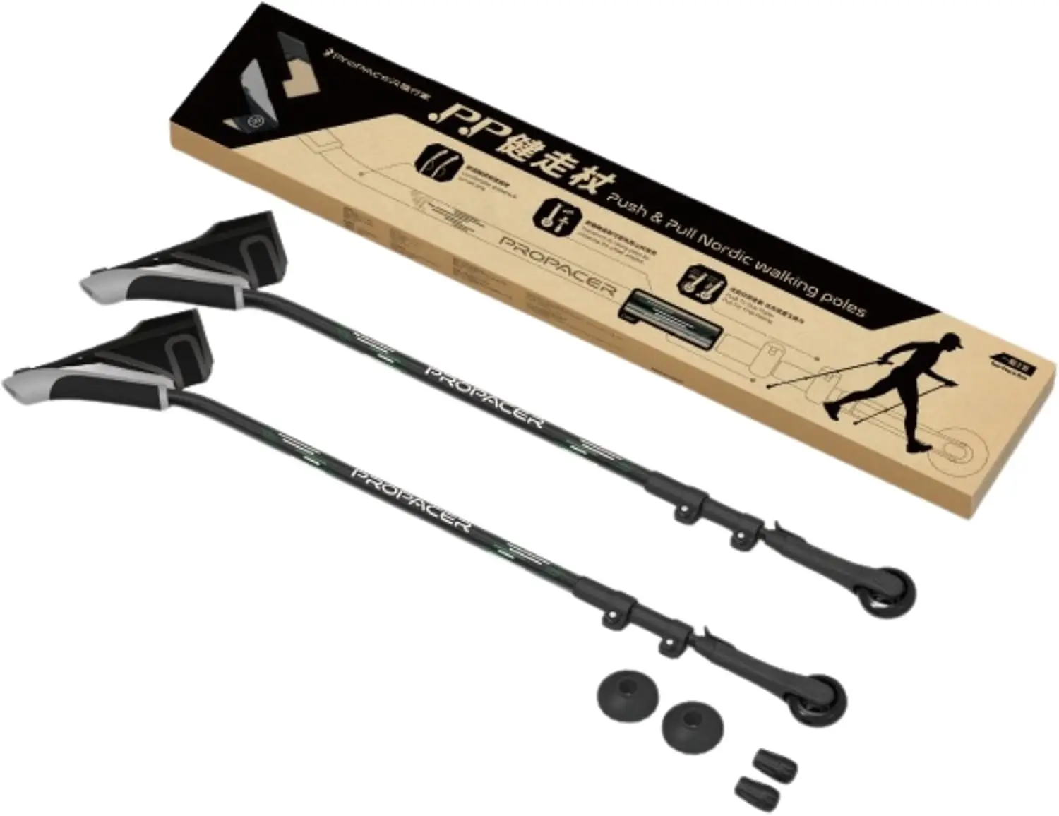 

Push & Pull Walking Poles for Paved Roads – Smooth Rolling Support for Fitness & Daily Walking