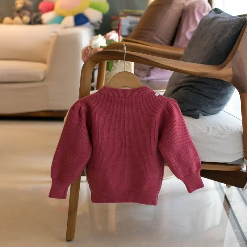 

Girls Sweater 2023 Autumn and Winter New Children's Sweater Girls' Love Cardigan Top Candy Color Cute Knitted Sweater Coat