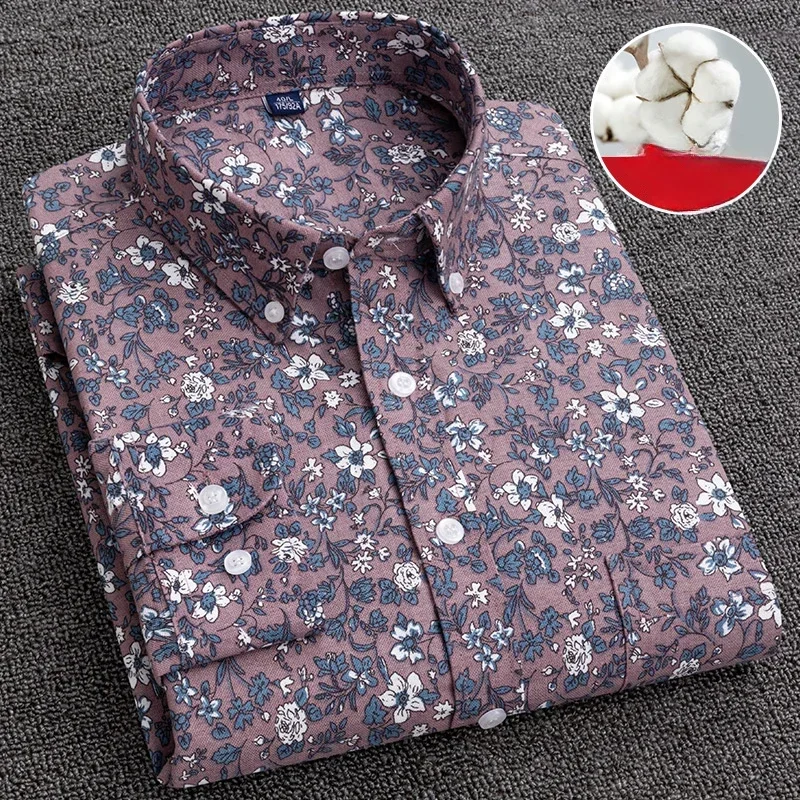 Camisa listrada de manga longa masculina, tops casuais, roupa de bolso único, roupas estampadas, plus size, 7XL, 100% algodão, moda, nova