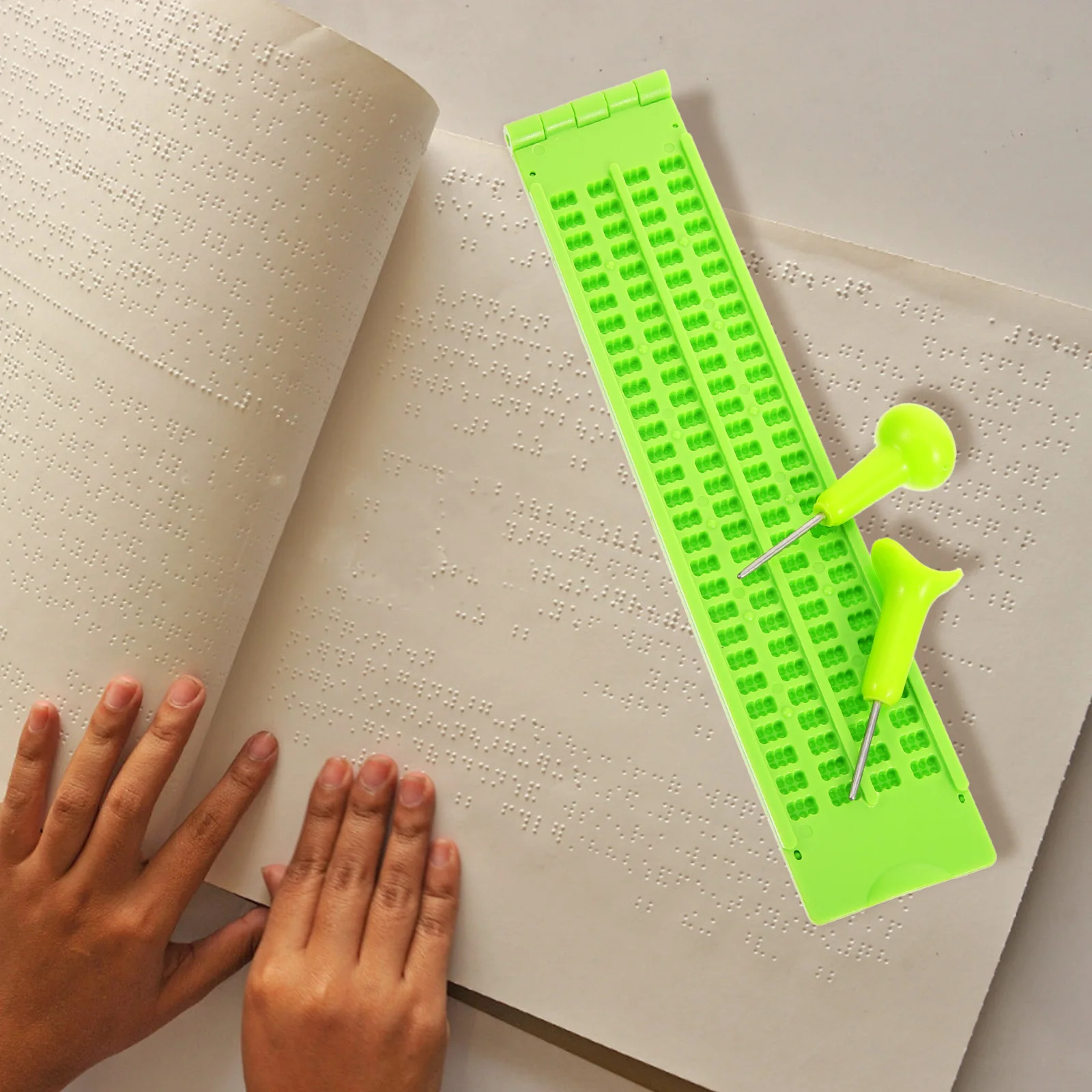 1 مجموعة قابلة لإعادة الاستخدام طقم الكتابة قوي خفيفة الوزن برايل الأصابع ل أعمى البلاستيك برايل مجلس ستايلس أداة الرعاية الصحية #4