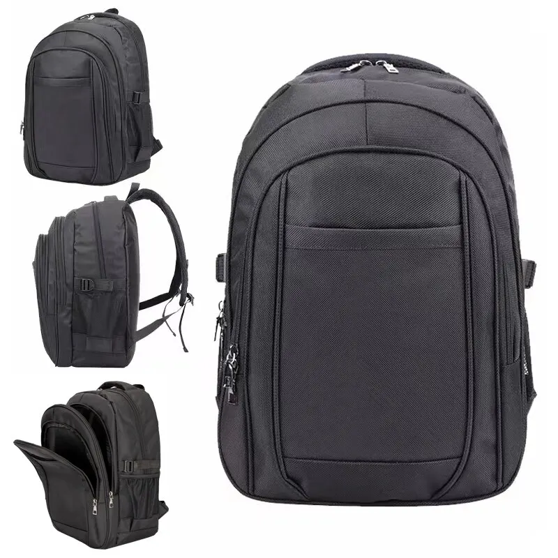 Mochila de viaje para ordenador portátil para hombre, morral escolar de poliéster, negro, gris, nailon, para viaje de negocios