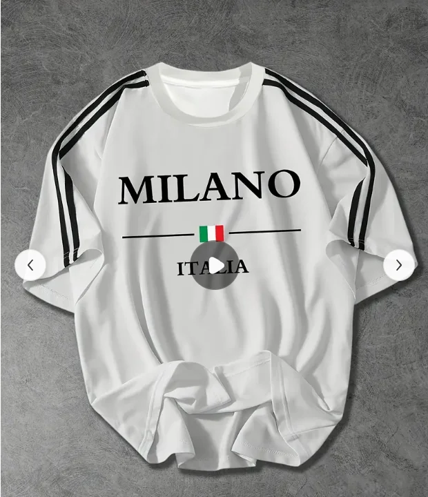 رجل ثلاثية الأبعاد المحملة مع ميلانو إيطاليا طباعة تسليط الضوء على العلم الوطني الإيطالي العصرية المطبوعة العلامة التجارية النقي تي شيرت المحملة S-6XL #2