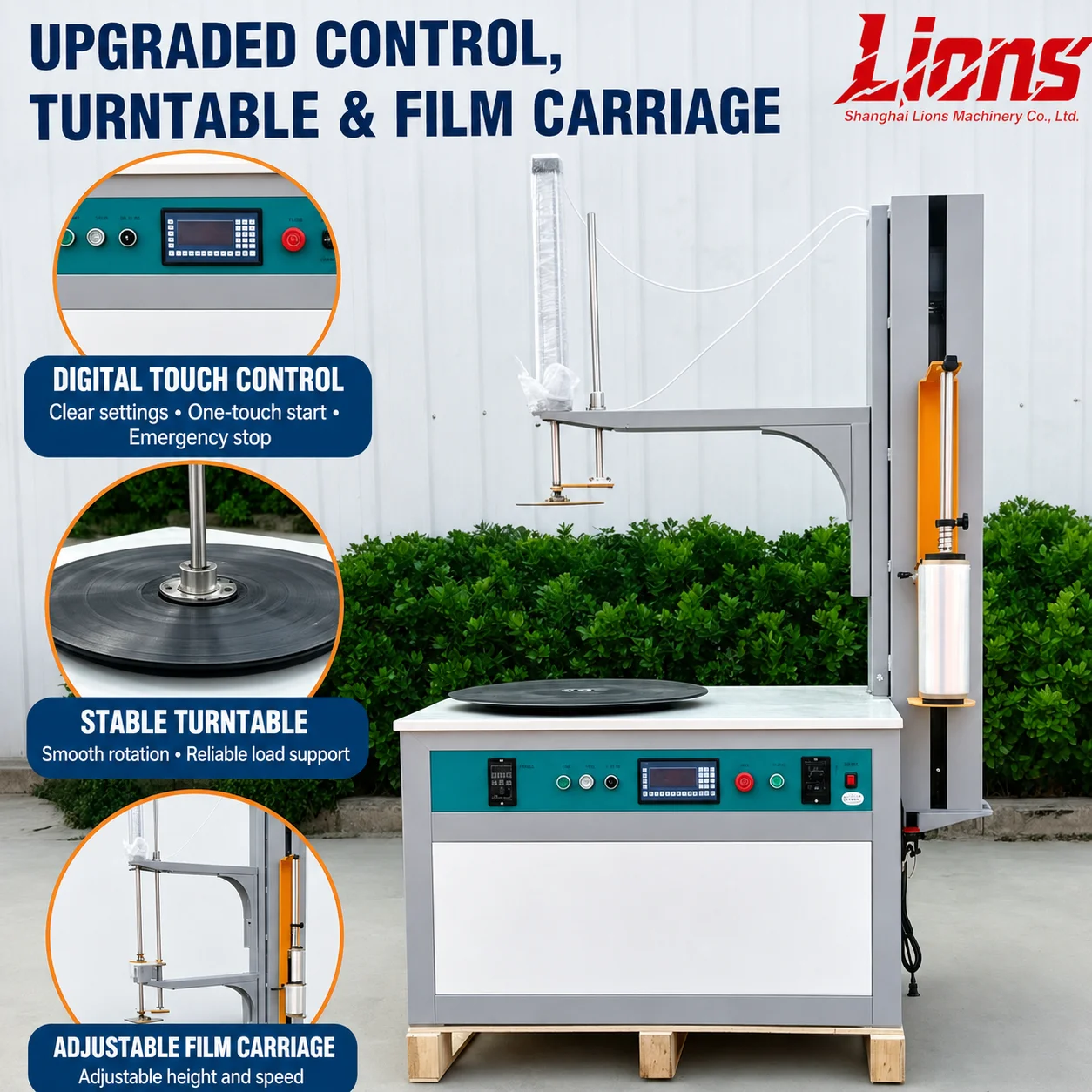 Tabletop Turntable Stretch Wrapping Machine 50 kg Load with Dual Speed Control
