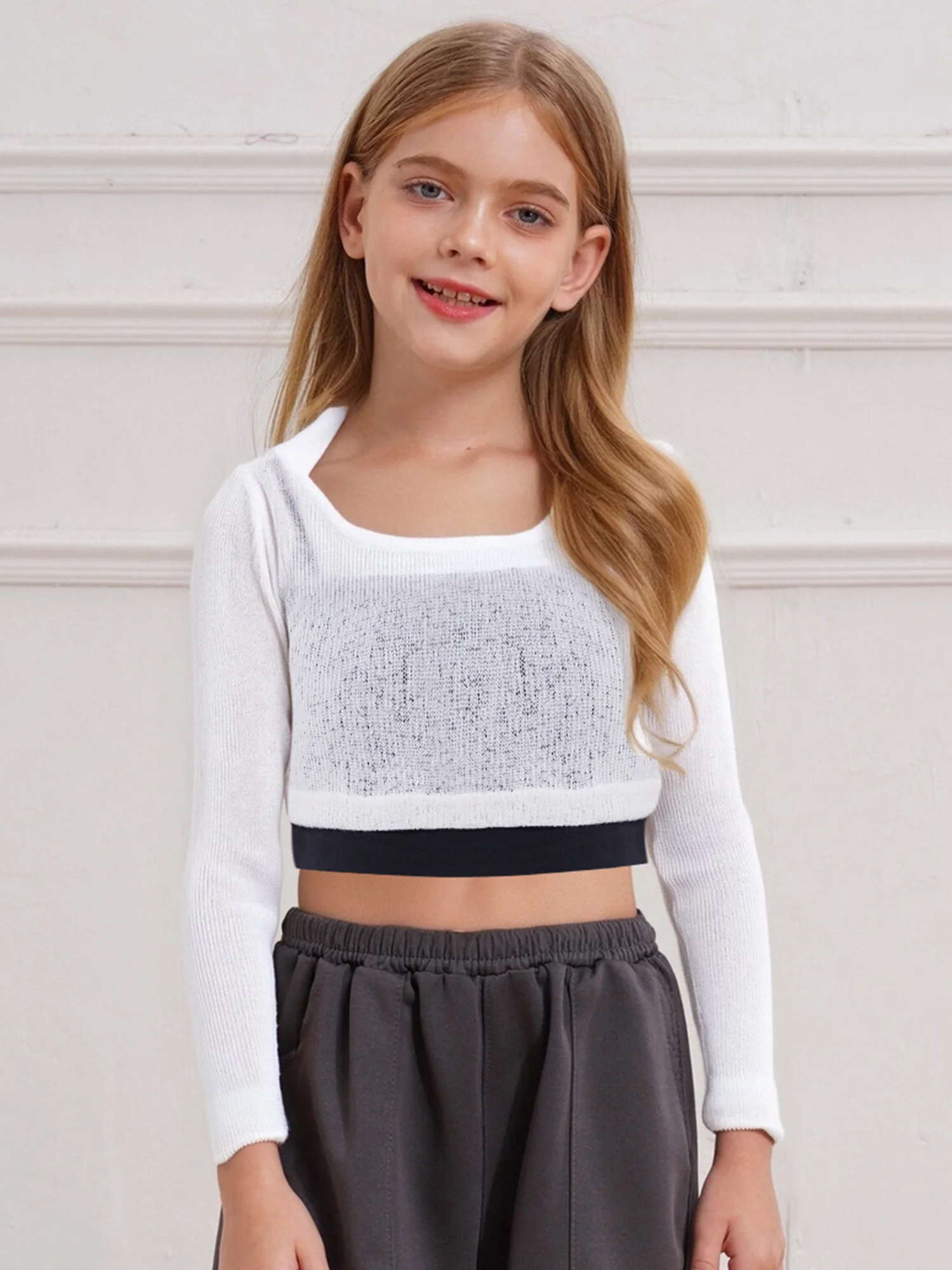 Kind Mädchen Atmungsaktive Hip Hop Jazz Dance Kostüm Langarm Durchsichtige Kapuze Crop Top + Spaghetti-trägern Leibchen Straße tragen