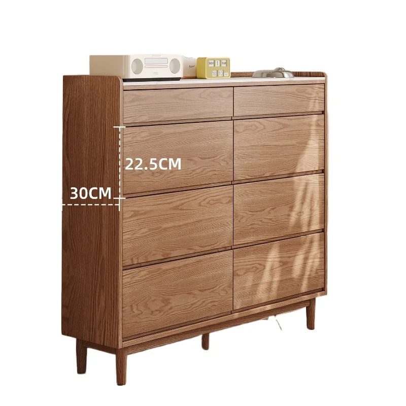 

Bedroom chest 25 new light luxury high-end bed end ultra-thin solid wood wall storage cabinet