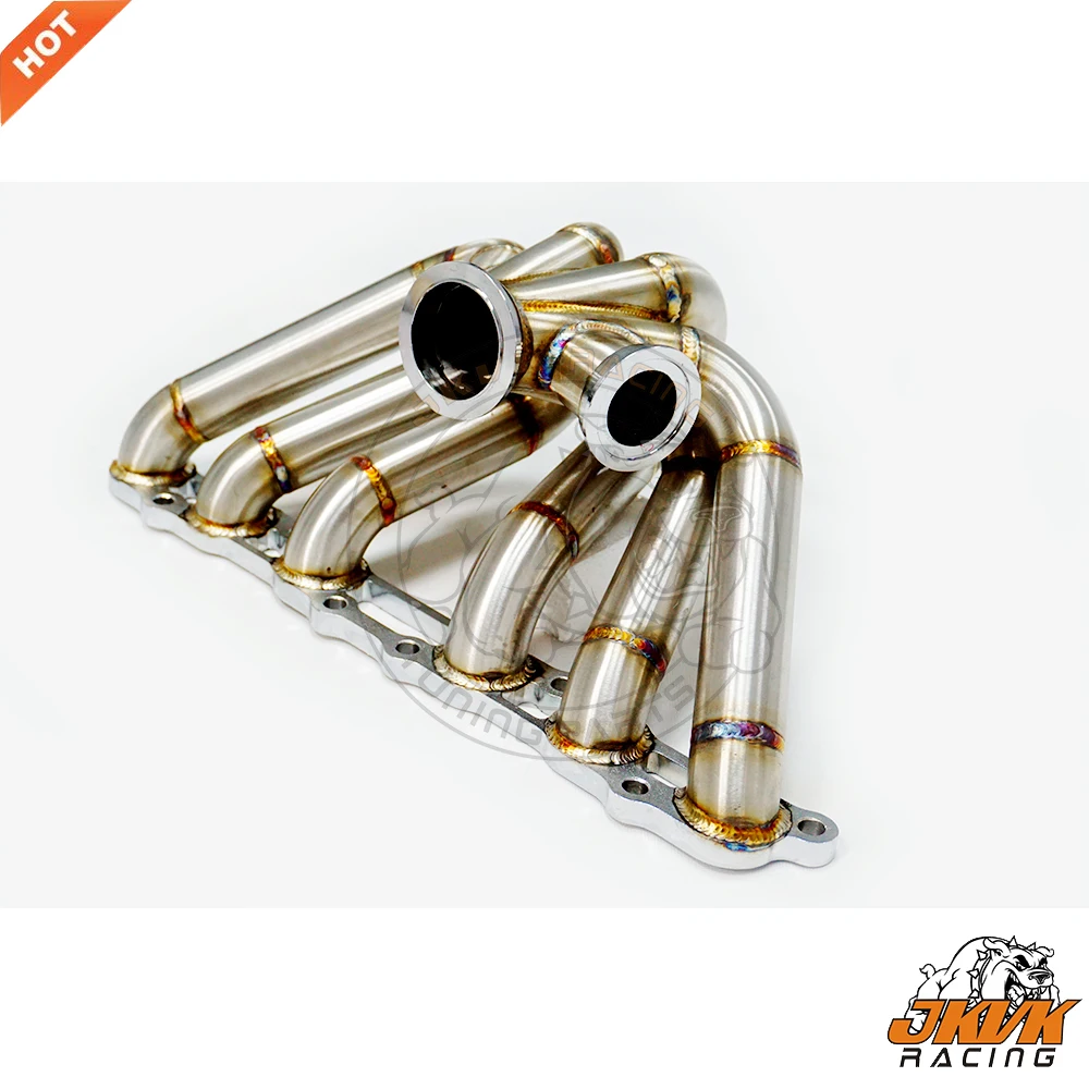 JKVK RACING 3.0‘’ V band SS304 3mm Steam Pipe  Equal Length Turbo Manifold  For To yo ta Supra Mk4 Le xus GS300 2JZGE