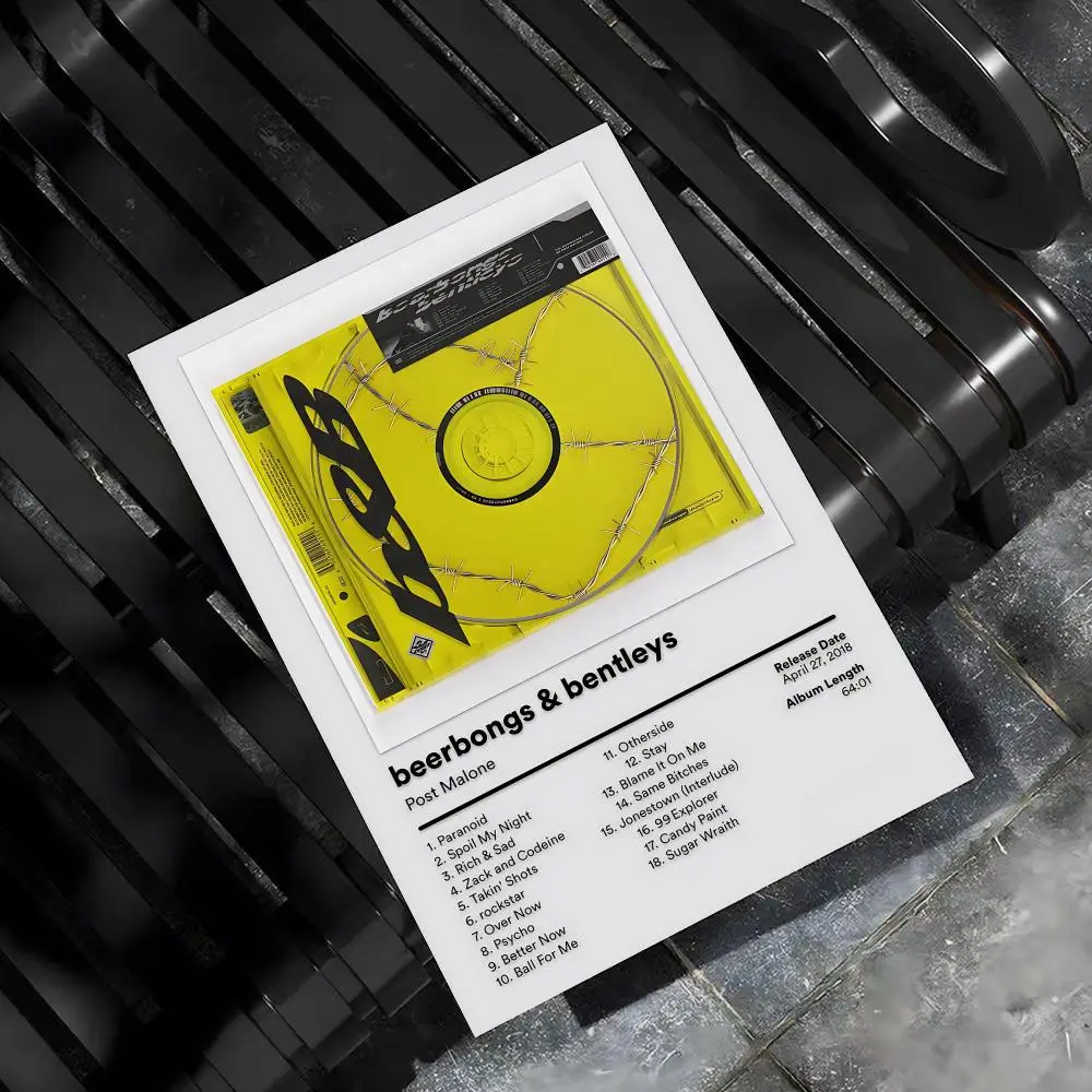 Post M-Malone Rapper Sänger Poster für Zuhause, Wohnzimmer, Schlafzimmer, Bar, Flur, klebrige Wandkunst, Druck, wasserfest, ästhetische Dekoration – Detail 10