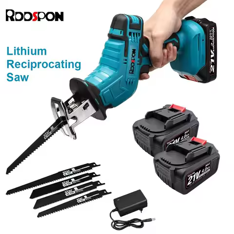 Reciprocating Saw 18V-21V Cordless with Battery Adjustable Speed Chainsaw Wood Meta Pipe Cutting Reciprocating Saw Power Tool