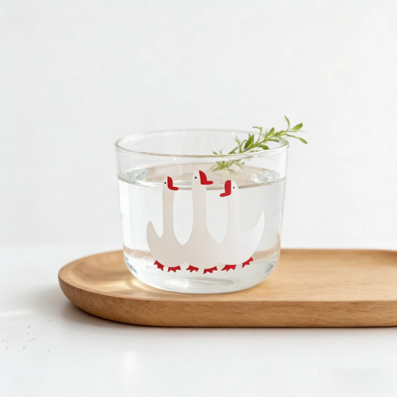 Borosilicate Glass Coffee Cup Little Swan Handy Cups Transparent Creative Illustration Juice Cup Drinking Cup for Home Daily Use