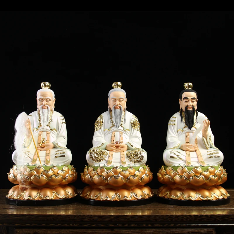 A set 3PCS SAN QING Dao Zu Taoism Gods TAISHANG LAOJUN YUANSHI TIANZUN LINGBAO TIAN ZUN  HOME shrine protection Buddha statue