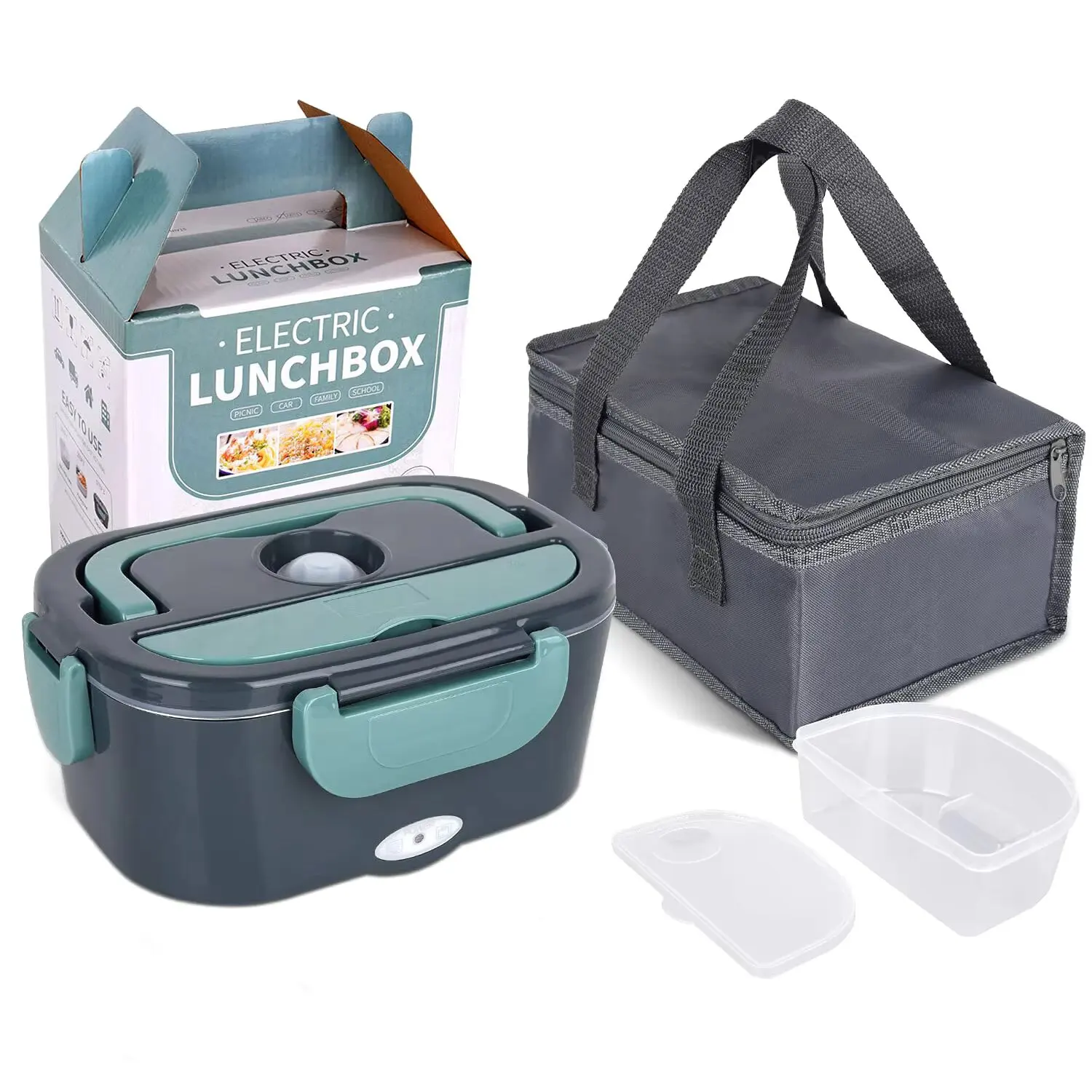 New electric heated lunch box for car + home use 220/110V portable stainless steel liner lunch box food container lunch box