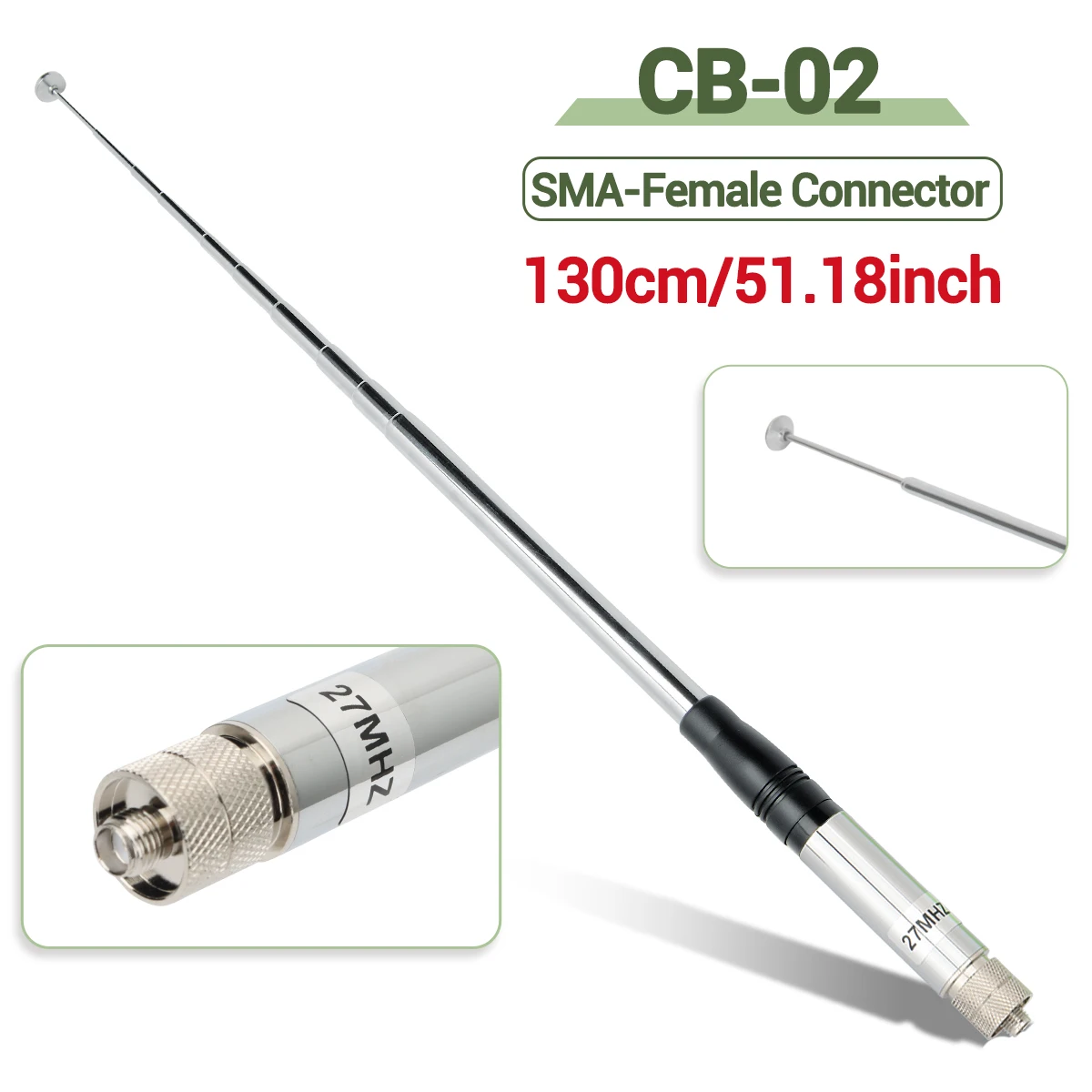 ABBREE Teleskop-CB-Antenne 27 MHz BNC SMA-Buchse SMA-Stecker Antenne für WOUXUN TYT BAOFENG Quansheng Walkie Talkie Amateurfunk