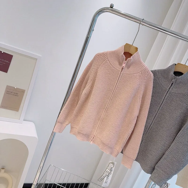 

Kids Cardigan Winter Autumn Double Zipper High-Neck Knitwear Stylish Boys Girls Outerwear Casual Versatile Children's Sweater