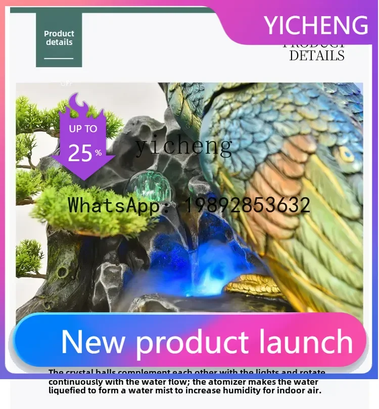 

rockery water curtain wall fountain ornament floor-to-ceiling living room feng shui wheel generation wealth decoration