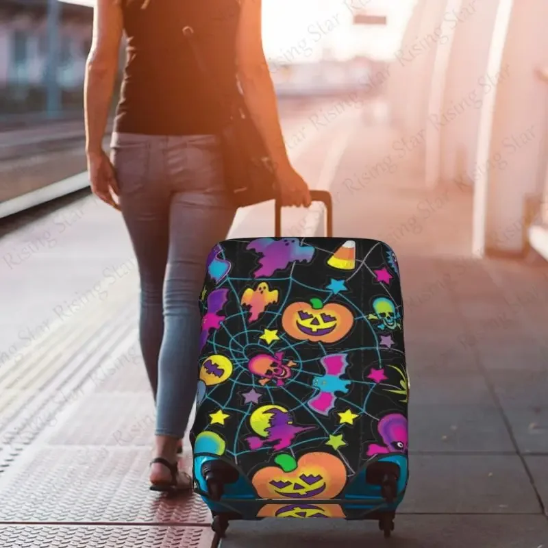 Thick Elastic Luggage Protective Cover Zipper For 18-32 inch Bag Suitcase Cover Travel Accessories Halloween Gift Terror pumpkin