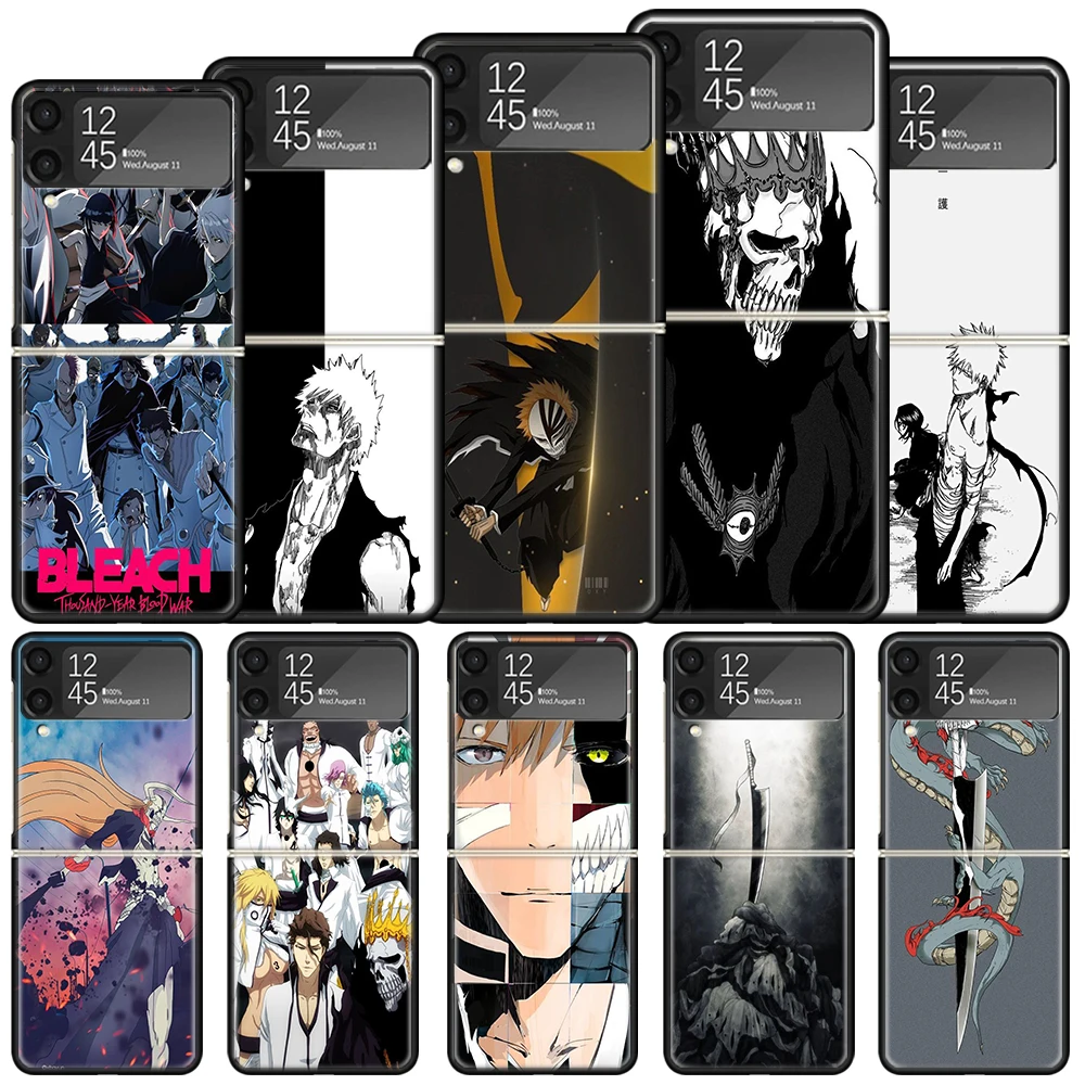 

Bleach Japanese Anime Shockproof Hard Case For Samsung Galaxy Z Flip 4 5 3 5G Phone Cover Z Flip3 Flip4 Flip5 Black Fundas Shell