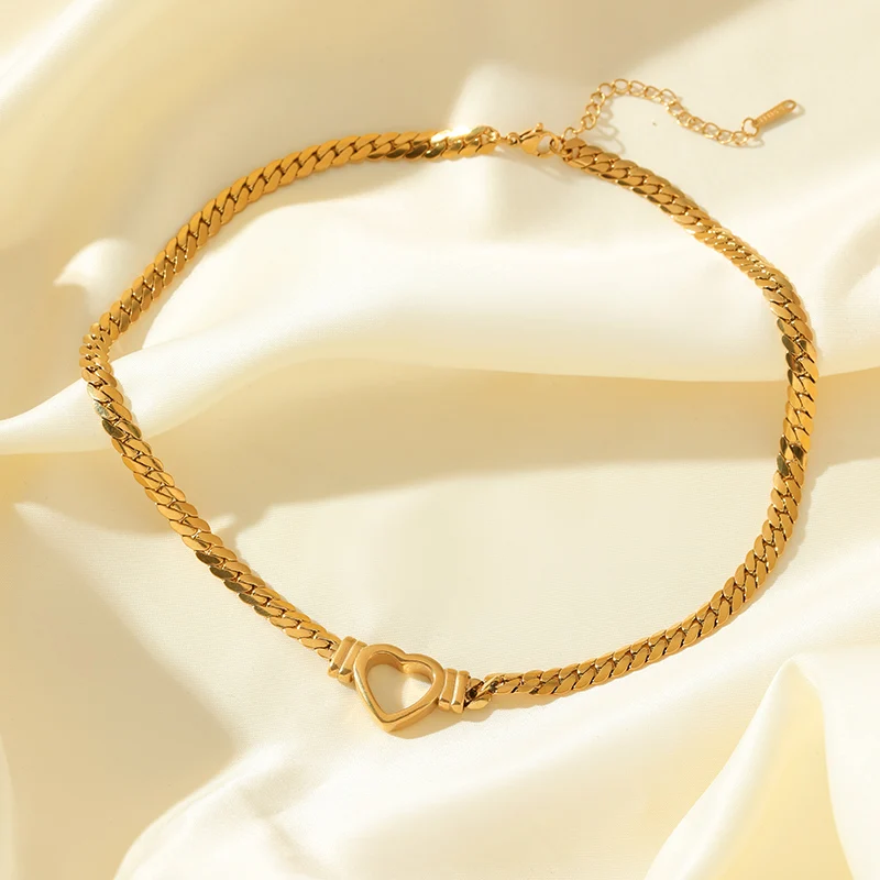 GANEMLY 316L Edelstahl Hohl Herz Halskette Armbänder Wasserdicht Schmuck Charme Metallic Gold Farbe Kette Mode Dame Geschenk – Detail 11