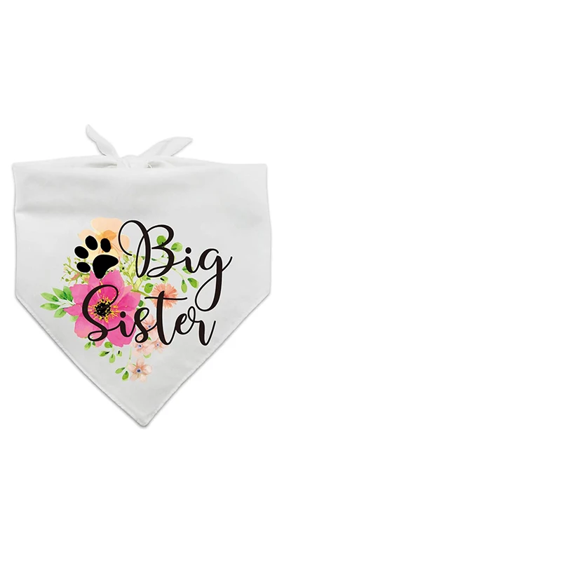 Big Sister Big Brother Pregnancy Announcement Dog Bandana Gender Reveal baby shower decoration gift Photo Prop white Pet Scarf