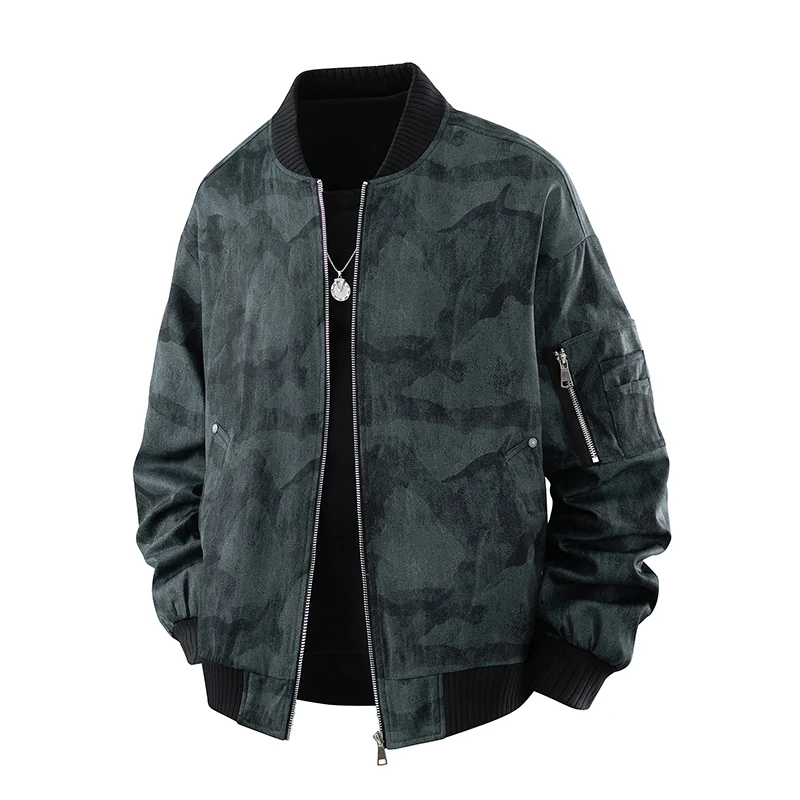 

2026 Spring Autumn Men's Camouflage Jackets Stand Collar Zipper Fashion Casual Jacket Men Loose Baseball Outerwear Plus Size 5XL