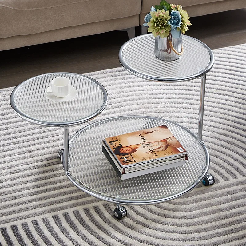 Nordic Minimalist Luxury Small Space Desk Table Multi Functional Rotating Side Table for Sofa Balcony Round Accent Table